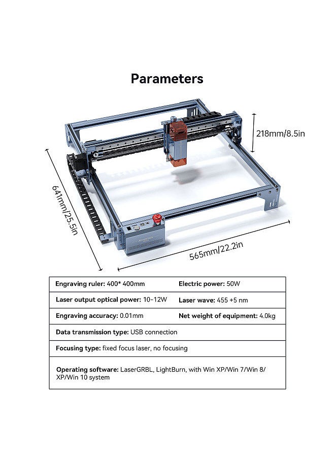 ATOMSTACK - Maker A10 V2 Laser Engraver 10-12W High Speed Engraving Cutting Machine Fixed-Focus Ultra-thin Laser with 400x400mm Engraving Area Eye Filter Protective Cover Quick Assembly Support APP Control - Image 1