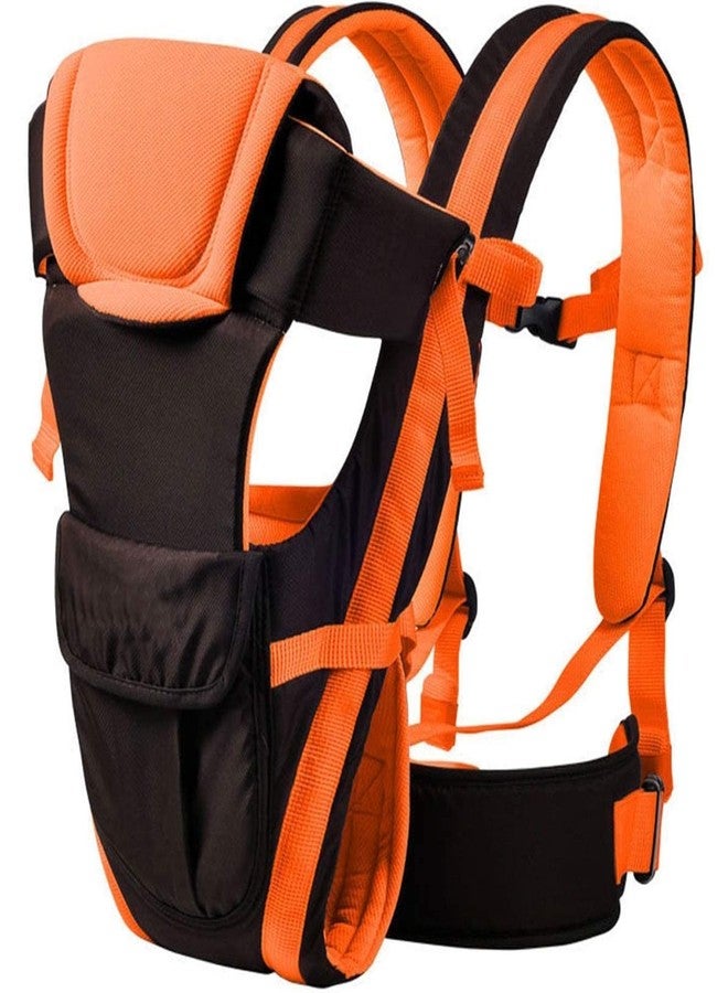 SHEMOK® Baby Carrier Carry Bag Back & Front Facing with Waist Belt & Storage Pocket 0 to 24 Month (Black Orange) - Image 1