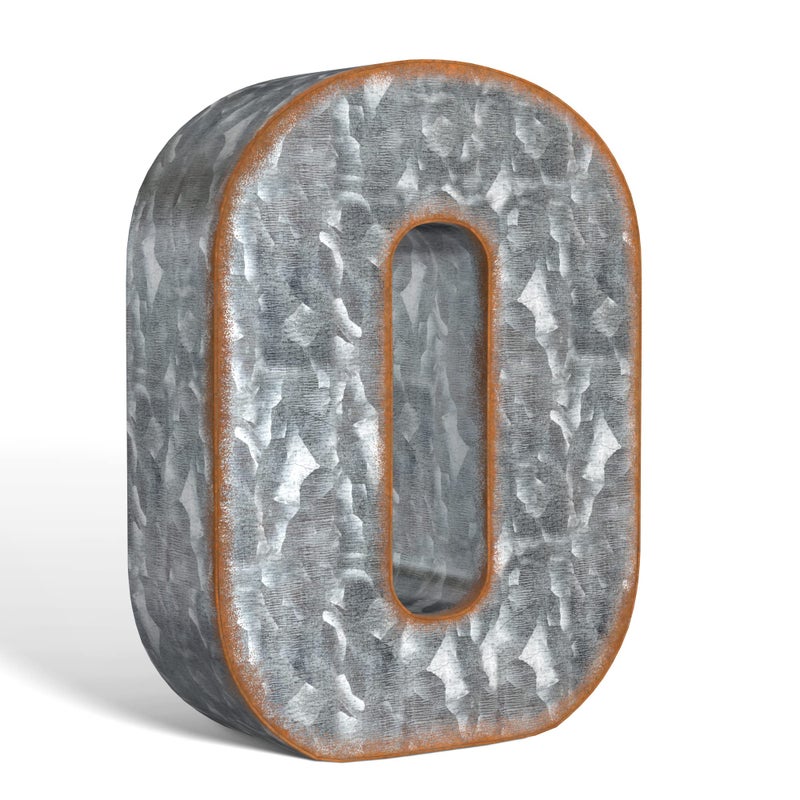 CraftyCrocodile 7"" Galvanized Metal Letters for Wall Decor - 3D Letter O for Hanging & Freestanding - Unique Blend of Rustic  Vintage  Western  Industrial Styles - Image 1