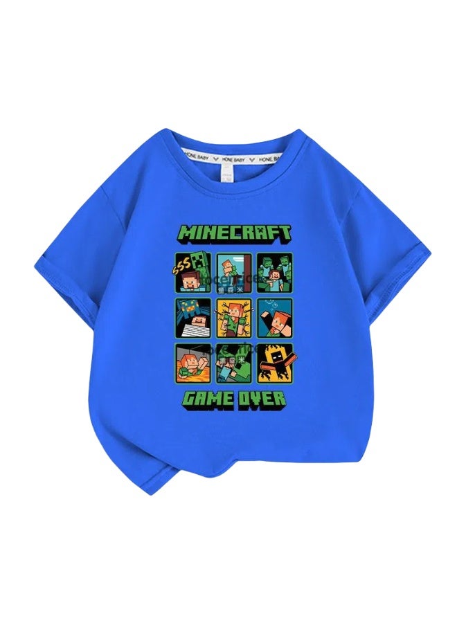 ماين كرافت الفتيان تي شيرت بأكمام قصيرة الصيف الجديد الأطفال القطن الأعلى - Image 1