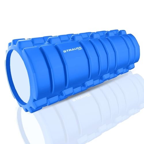 Strauss Deep Tissue Massage Foam Roller|High-Density Muscle Roller for Myofascial Release, Physical Therapy, Yoga, Pilates|Exercise Equipment for Deep Tissue Massage and Muscle Relief|33 cm,(Blue) - Image 1