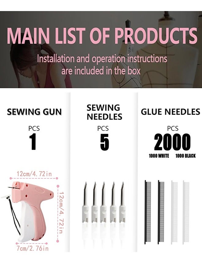 Stitch Gun for Clothes, Handheld Stitch Tag Gun Quick Clothing Fixer, Tagging Gun - Sewing Kit Includes 5 Needle, 1000 Black Fasteners & 1000 White Fasteners - Image 2