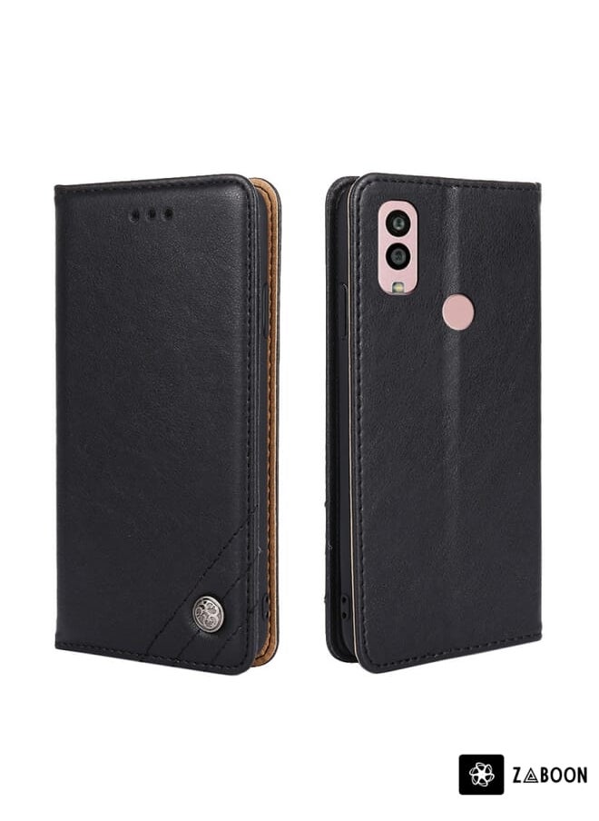 Green Tiger - For Kyocera Android One S10 Non-Magnetic Retro Texture Flip Leather Phone Case(Black) - Image 1