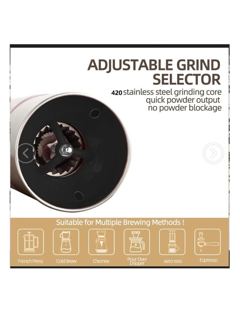 Excefore Portable Electric Conical Burr Coffee Grinder, USB Rechargeable Spice and Bean Grinder, Stainless Steel Coffee Bean Machine with 15 Fine to Coarse Grind Settings (Black) - Image 5