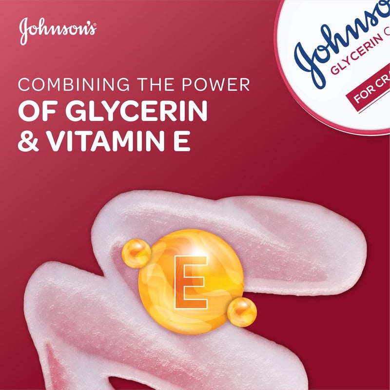 Johnson & Johnson Glycerin Cream for cracked skin,300ml,enriched with vitamin E, for dry and cracked areas, soothing and repairing formula,helps to relieve cracked and dry skin in just one application - Image 4