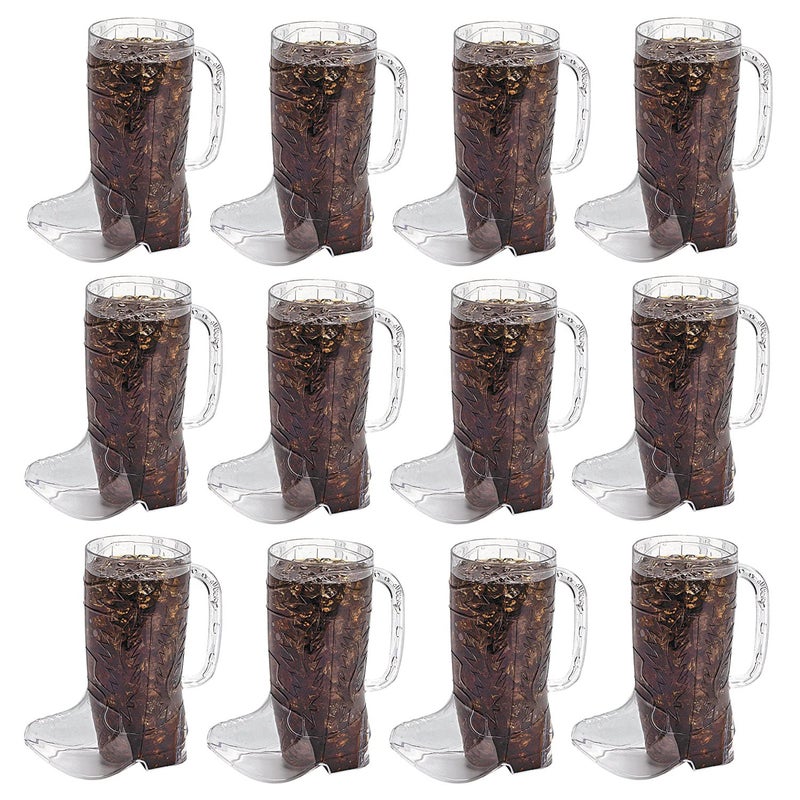 Fun Express Pack of 12 Cowboy Boot Mug, BPA Free Plastic, Raise Your Glass in True Cowboy Fashion, Lightweight and Hassle-Free, Spill-Proof Design, Comfortable Grip for Everyone (Clear Mug) - Image 1