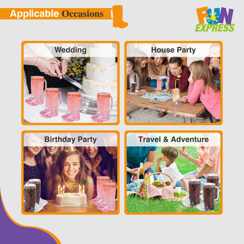 Fun Express Pack of 12 Cowboy Boot Mug, BPA Free Plastic, Raise Your Glass in True Cowboy Fashion, Lightweight and Hassle-Free, Spill-Proof Design, Comfortable Grip for Everyone (Clear Mug) - Image 5