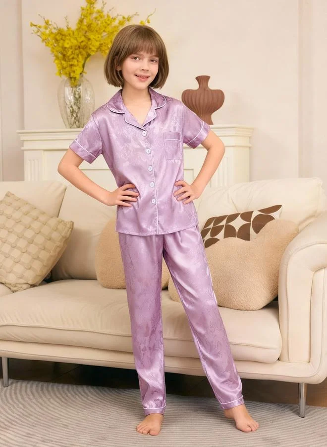 Take Two  Girls Butterfly Print Pocket Detail Shirt And Pyjama Set for Women | Best Price UAE