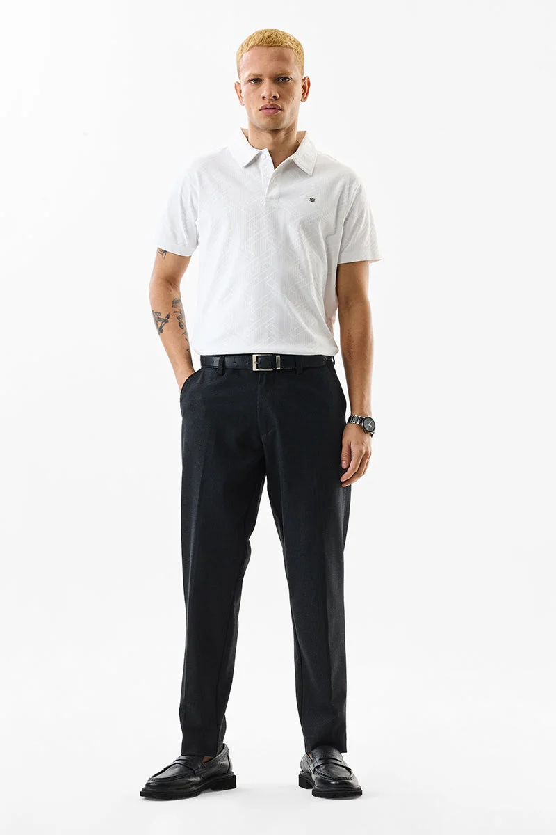 SNITCH Slim Fit Stretch Self-Design Trousers
