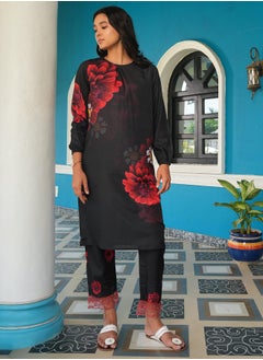  قصة Women's Onyx Black Marigloire Imprint Kurta Set  - Image 2