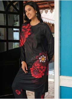  قصة Women's Onyx Black Marigloire Imprint Kurta Set  - Image 1