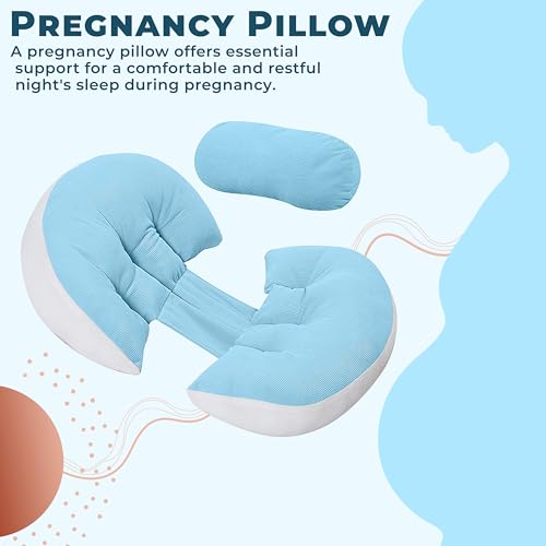 Bembika Pregnancy Pillow – Adjustable U Shaped Pregnancy Pillow for Belly and Back Support, Maternity Body Pillow for Side Sleeping, Compact Pregnancy Support Pillow for Comfort-(Blue) - Image 2