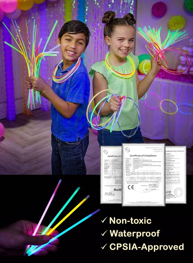 100 Glow Stick, Glow Party Supplies with Connectors to Make Glow Necklaces, Neon Bracelets, Mixed Color Light Sticks, Suitable for Dance, Wedding Favors or Party Fillers - Image 2
