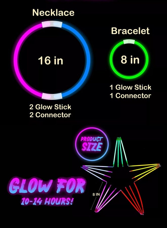 100 Glow Stick, Glow Party Supplies with Connectors to Make Glow Necklaces, Neon Bracelets, Mixed Color Light Sticks, Suitable for Dance, Wedding Favors or Party Fillers - Image 3