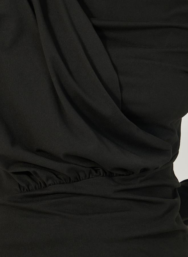 Styli Solid Boat Neck Pleated Knit Top  - Image 4