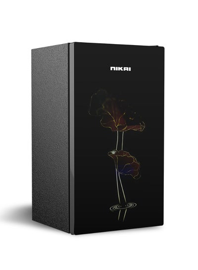 NIKAI 140L Gross / 90L Net, Single Door Refrigerator With Glass Finish, 2L Bottle Holder, Glass Shelves, Separate Chiller Compartment, Ideal Mini Fridge For Home, Kitchen, Bedroom, Office And Bar 140 L 282 kW NRF140G Black