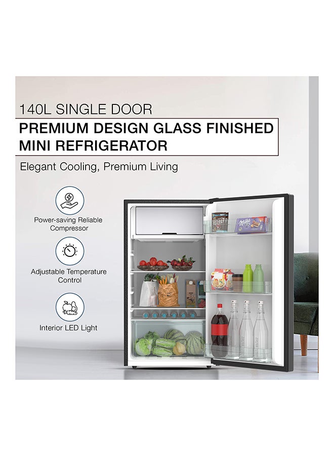 NIKAI 140L Gross / 90L Net, Single Door Refrigerator With Glass Finish, 2L Bottle Holder, Glass Shelves, Separate Chiller Compartment, Ideal Mini Fridge For Home, Kitchen, Bedroom, Office And Bar 140 L 282 kW NRF140G Black - Image 3