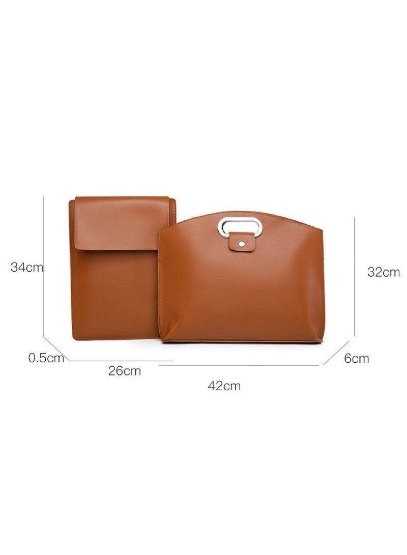 Handbag for Women 14-Inch Carrying Computer Bag Office Briefcase，Laptop Bag， Water Resistant ，Travel / Business Multifunctional，Gifts for Women，Brown  - Image 4