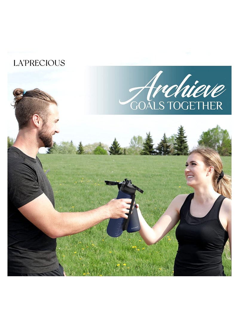 LA' PRECIOUS - 1L Water Bottle for Adults and Kids - USA Tritan Material Non-Toxic BPA Free - Fast Flow - Flip Top Leak Proof Lid and One Click Open - Image 1