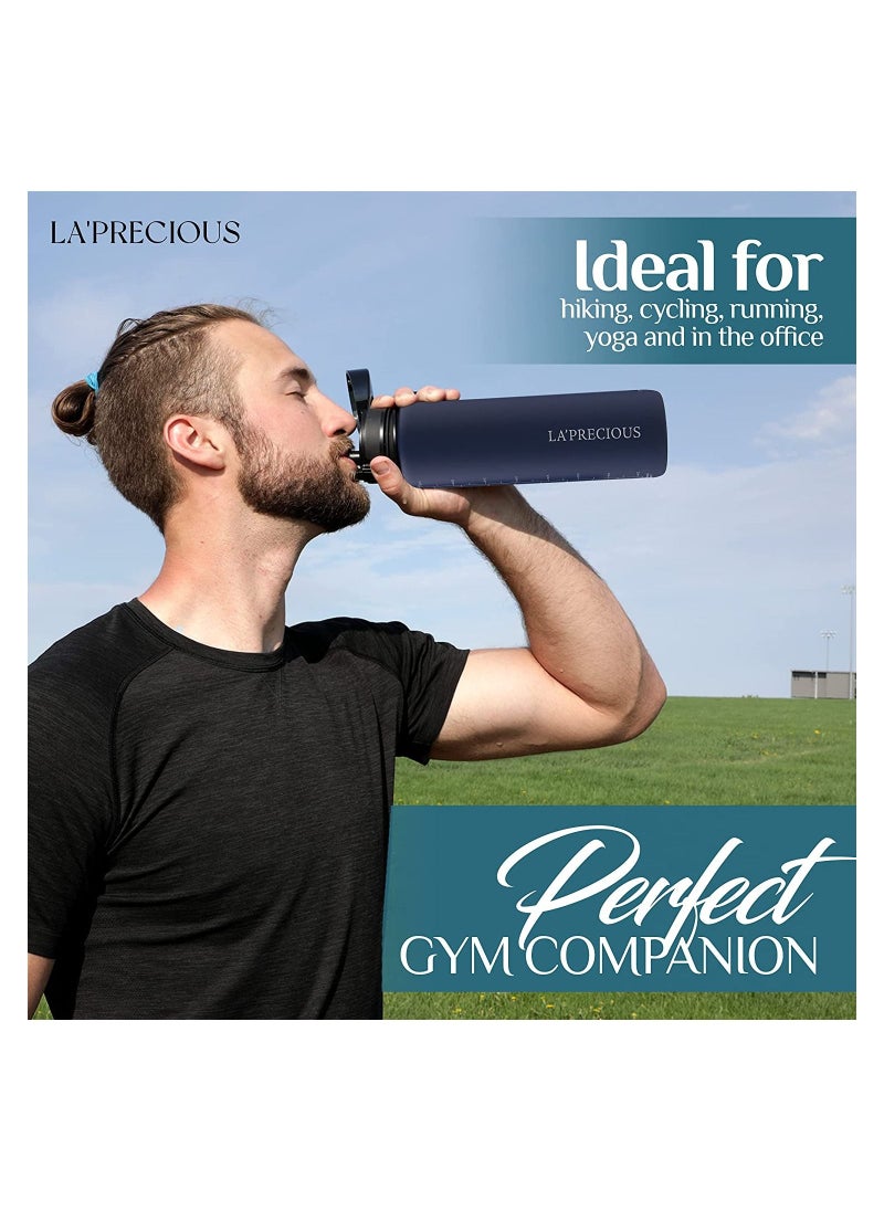 LA' PRECIOUS - 1L Water Bottle for Adults and Kids - USA Tritan Material Non-Toxic BPA Free - Fast Flow - Flip Top Leak Proof Lid and One Click Open - Image 1