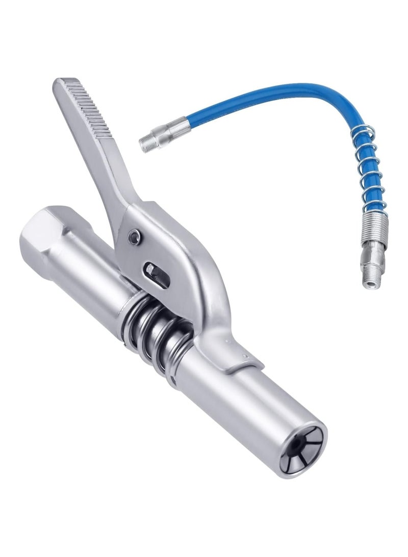Zikra Grease Gun Coupler Kit Professional Lever Action Grease Gun with Hose Quick Release Grease Coupler Easy to Lock Handle Compatible with All Grease Gun 1/8 NPT Grease Gun Fitting - Image 1