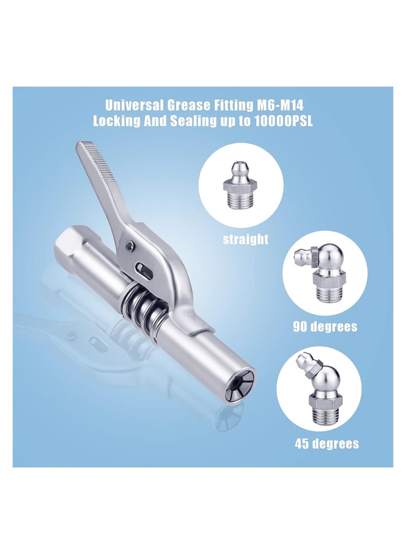 Zikra Grease Gun Coupler Kit Professional Lever Action Grease Gun with Hose Quick Release Grease Coupler Easy to Lock Handle Compatible with All Grease Gun 1/8 NPT Grease Gun Fitting - Image 3