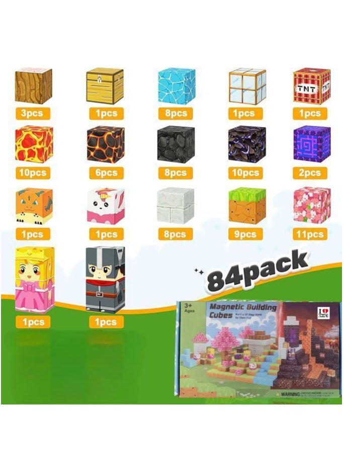 I LOVE KIDS Magnetic Building Blocks,84PCS Magnetic Toys for Age 4+,STEM Montessori Sensory Toys,Fidget 0.8" Cubes Construction Toys,Gifts For Kids  - Image 3