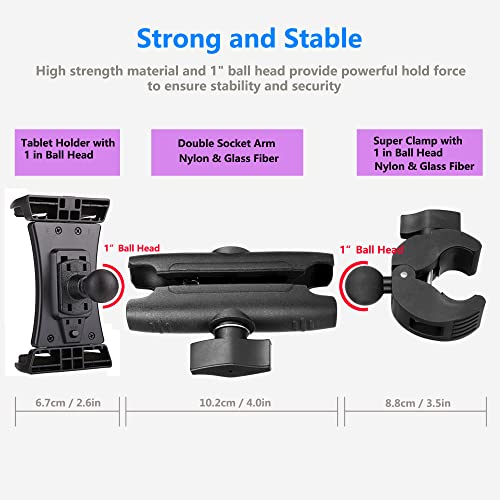 Peastrex Treadmill Tablet Ipad Holder Bike Handlebar Mount Clamp for Stationary Bicycle Elliptical Spin Bike Peloton Stroller for 4-13" Devices, iPad Pro 12.9, Air, Mini, Galaxy Tabs, iPhone - Image 5