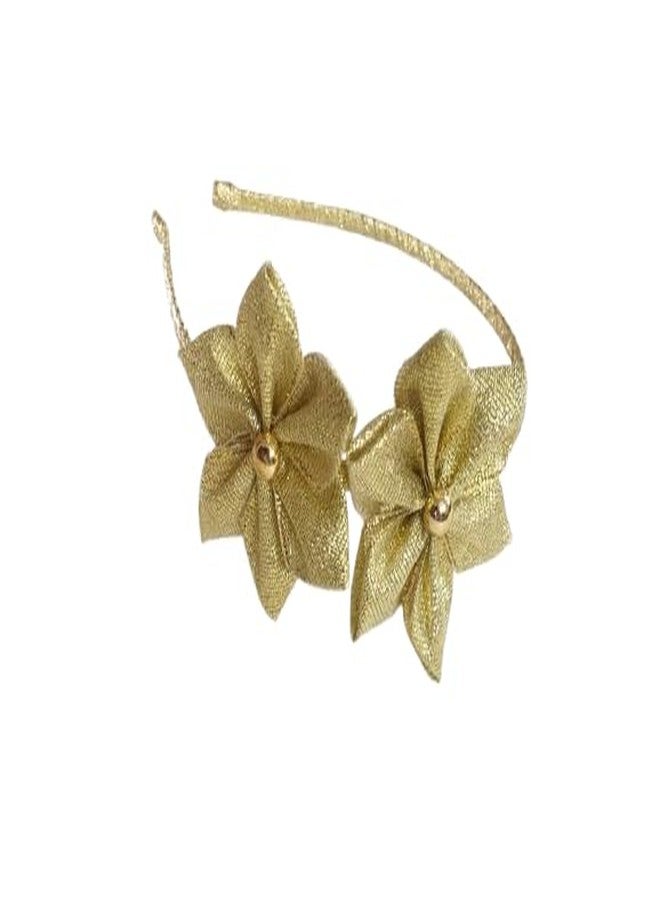 Belleza Crafting with Creativity Handmade Floral/ Flower Golden/ Gold Headband/ Tiara for Women & Girls| Lightweight & Comfortable Hair Accessories for Parties, Festivals, Wedding FFHB PatternK (Pack of 1) - Image 1