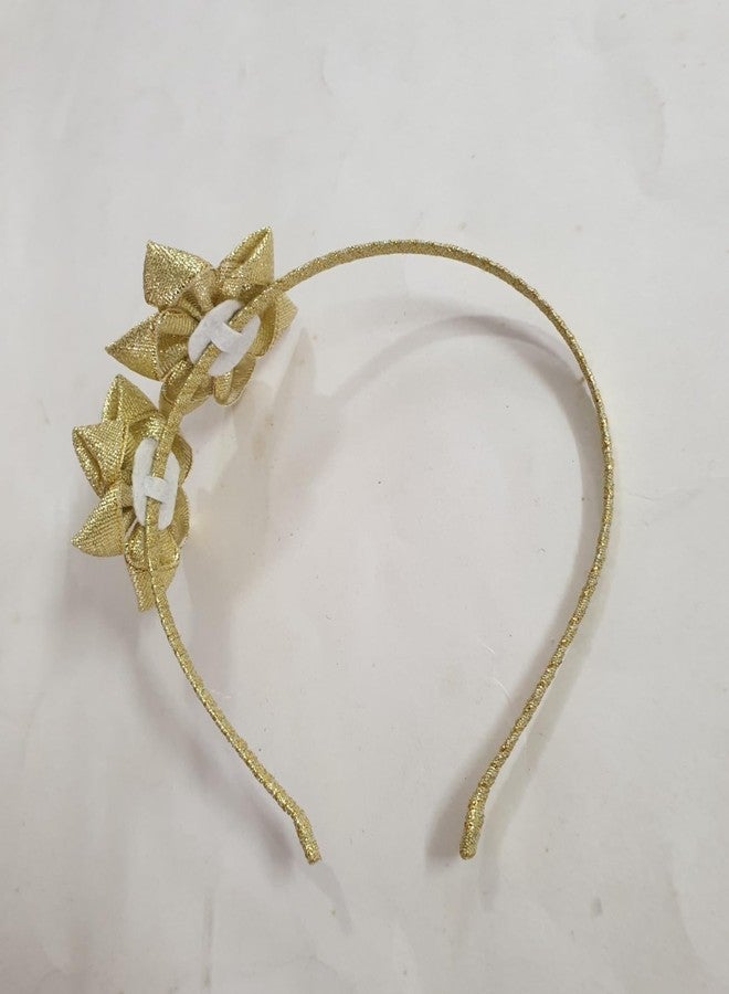 Belleza Crafting with Creativity Handmade Floral/ Flower Golden/ Gold Headband/ Tiara for Women & Girls| Lightweight & Comfortable Hair Accessories for Parties, Festivals, Wedding FFHB PatternK (Pack of 1) - Image 3