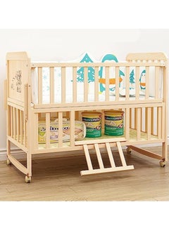 Hihonor 2 in 1 Convertible Crib (Natural Wood Color) - Can Be Converted from a Crib to a Desk, Suitable for Standard Full-Size Cribs, Solid Wood Unpainted Cribs, Baby Cribs, Diaper Tables, Nap Cribs, Suitable  - Image 2
