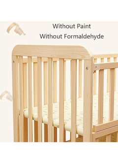 Hihonor 2 in 1 Convertible Crib (Natural Wood Color) - Can Be Converted from a Crib to a Desk, Suitable for Standard Full-Size Cribs, Solid Wood Unpainted Cribs, Baby Cribs, Diaper Tables, Nap Cribs, Suitable  - Image 3