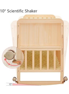Hihonor 2 in 1 Convertible Crib (Natural Wood Color) - Can Be Converted from a Crib to a Desk, Suitable for Standard Full-Size Cribs, Solid Wood Unpainted Cribs, Baby Cribs, Diaper Tables, Nap Cribs, Suitable  - Image 4
