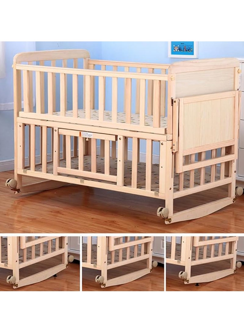 2 in 1 Convertible Crib (Natural Wood Color) - Can Be Converted from a Crib to a Desk, Suitable for Standard Full-Size Cribs, Solid Wood Unpainted Cribs, Baby Cribs, Diaper Tables, Nap Cribs, Suitable