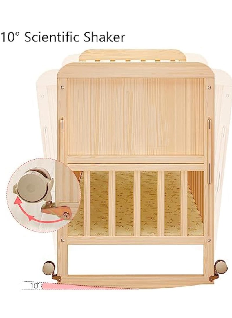 Hihonor 2 in 1 Convertible Crib (Natural Wood Color) - Can Be Converted from a Crib to a Desk, Suitable for Standard Full-Size Cribs, Solid Wood Unpainted Cribs, Baby Cribs, Diaper Tables, Nap Cribs, Suitable  - Image 4