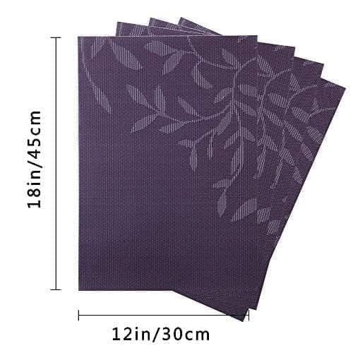 Stodern 6 Pcs Washable PVC Vinyl Placemats for Dining Table HeatResistant StainProof NonSlip Table Mats Durable Woven Vinyl Insulation Placemats for Kitchen Restaurant Home Use Violet - Image 3