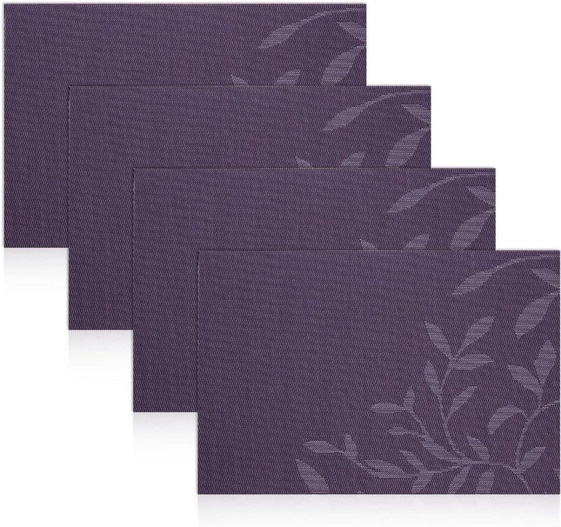 Stodern 6 Pcs Washable PVC Vinyl Placemats for Dining Table HeatResistant StainProof NonSlip Table Mats Durable Woven Vinyl Insulation Placemats for Kitchen Restaurant Home Use Violet - Image 4