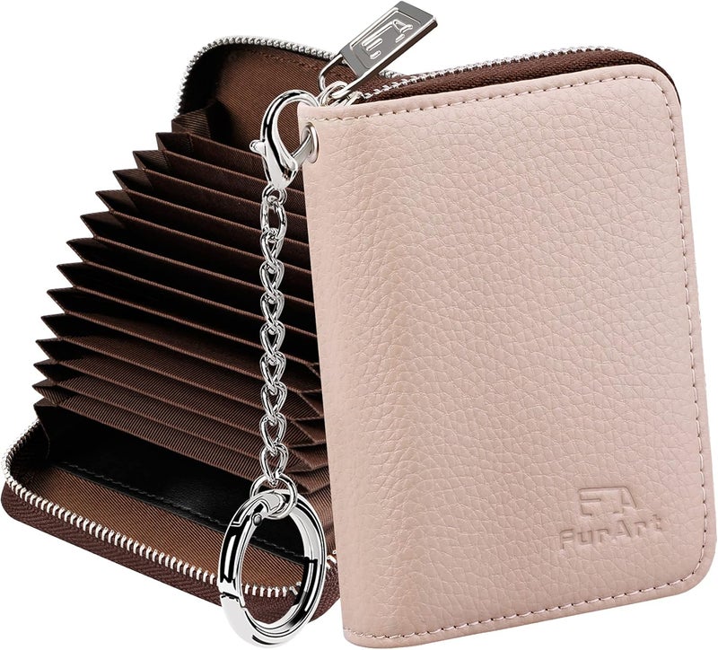 FurArt Zipper Wallet Women, RFID Blocking Credit Card Wallet, Business Card Holder, Compact Size KeyChain Wallet - Image 1