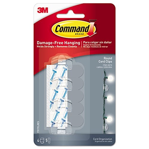 Command Round Cord Clips, Clear, 4-Clips (17017CLRES) - Image 1