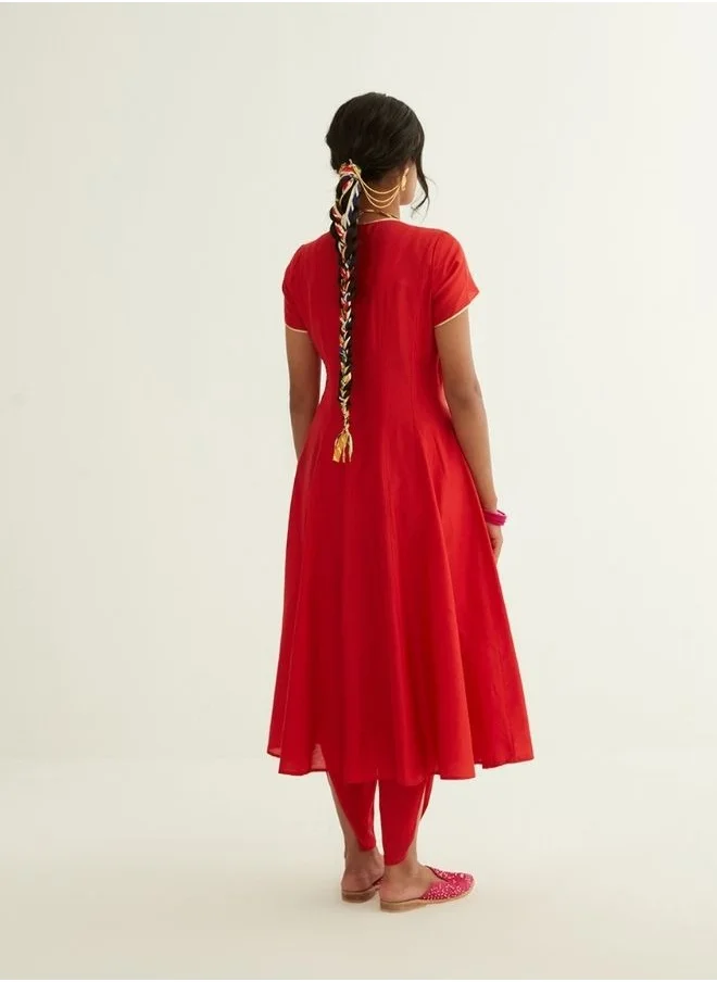 Abhishti Panelled banarasi angrakha detailed with Gota Patti