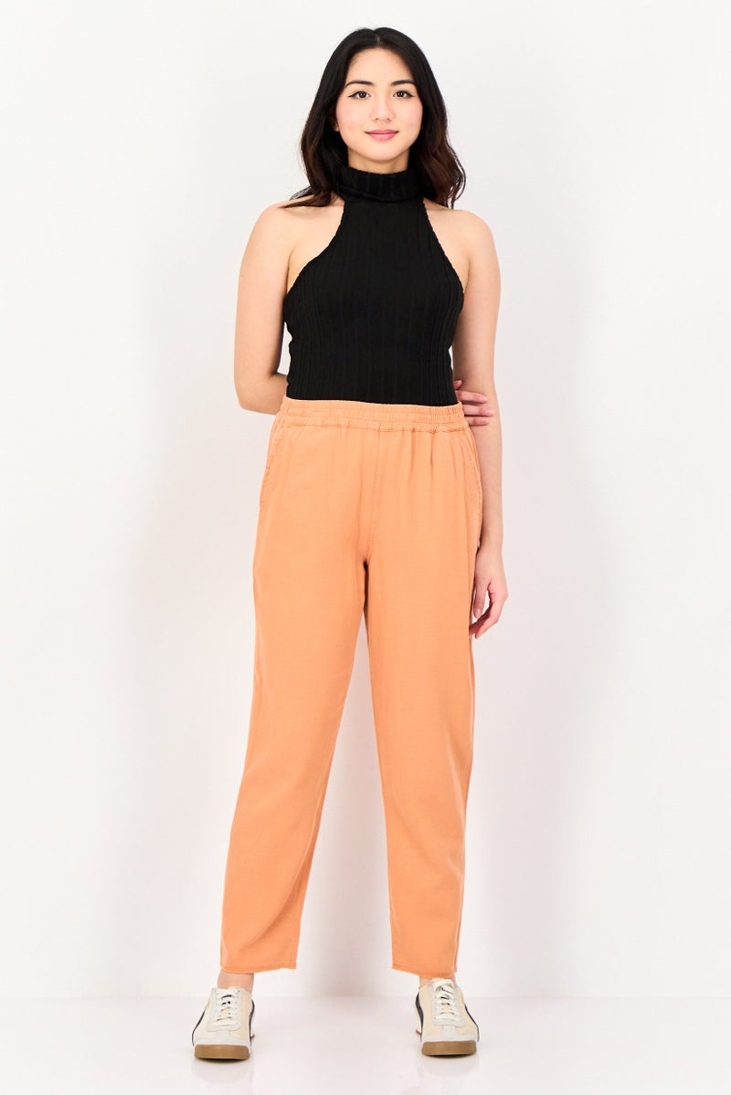 Reiko Women Regular Fit Solid Straight Leg Pants, Rusty Orange - Image 4