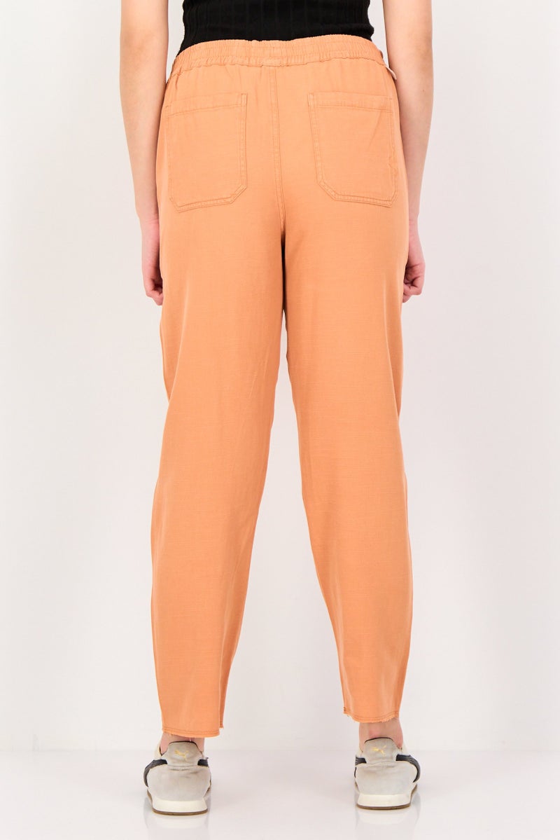 Reiko Women Regular Fit Solid Straight Leg Pants, Rusty Orange - Image 3