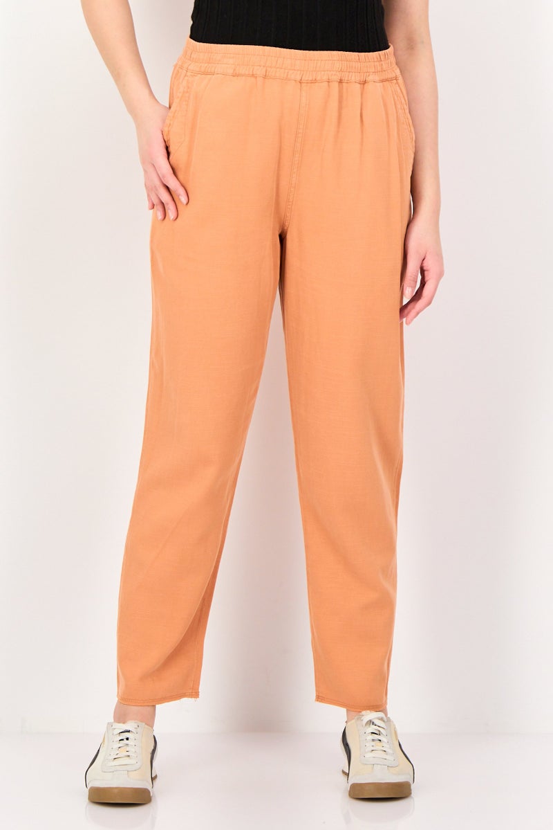 Reiko Women Regular Fit Solid Straight Leg Pants, Rusty Orange - Image 1