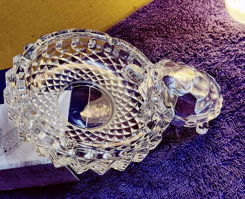 Qwick Click feng Shui vastu Glass Crystal Turtle Crystal Tortoise Crystal kachua with Crystal Plate for Gift Decoration showpiece Good Luck - Image 2