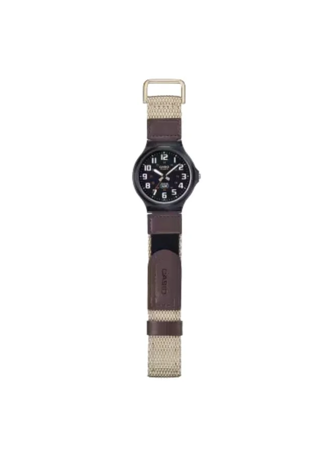 CASIO Men's Analog Display Watch With Brown Cloth Strap - MW-240B-5BVDF