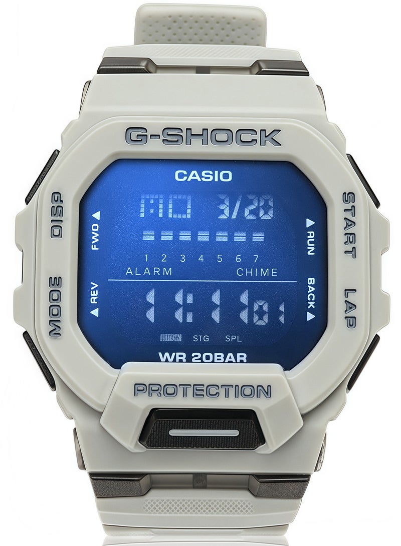 كاسيو ساعة كاسيو رجالي G-Shock الرياضية الرقمية من المطاط باللونين الرمادي والأبيض - Image 2