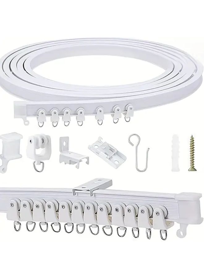 Black Curved Ceiling Track System 31496 Inch Heavy Duty Metal Bendable Shower Curtain Rail Wall Mounted Hardware For Bathroom Rv Boat Retractable Room Partition Multi Purpose - Image 2