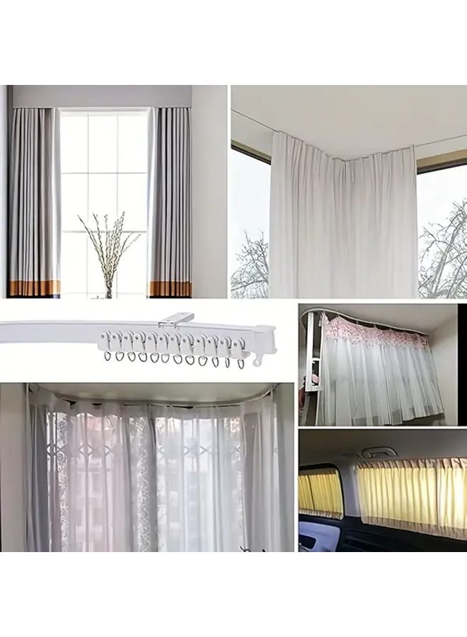 Black Curved Ceiling Track System 31496 Inch Heavy Duty Metal Bendable Shower Curtain Rail Wall Mounted Hardware For Bathroom Rv Boat Retractable Room Partition Multi Purpose - Image 4