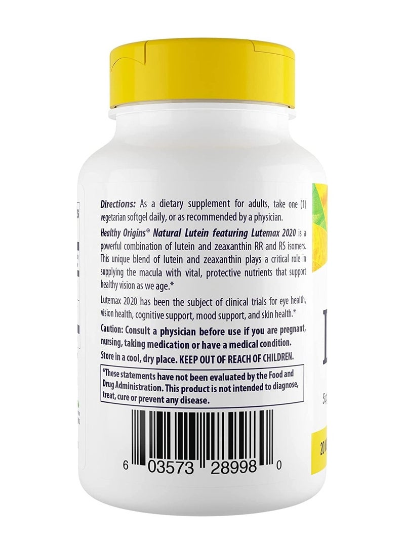 Healthy Origins - Lutein (Lutemax 2020), 20 mg - Supports Eye Health -  60 Veggie Gels - Image 1