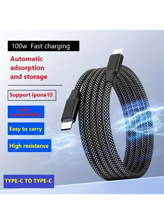 كابل USB-C 100 واط شحن مغناطيسي سريع سلك نايلون مزامنة البيانات مناسب للسفر - Image 3